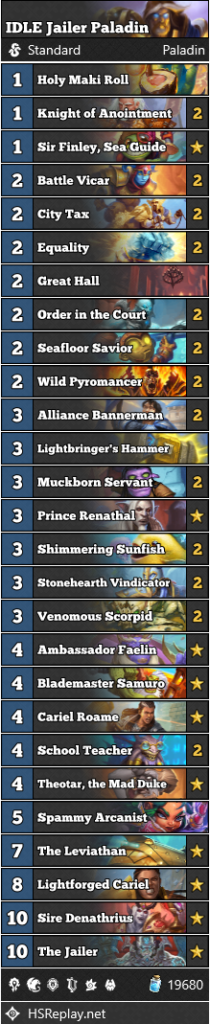 IDLE Jailer Paladin - Image via HsReplay