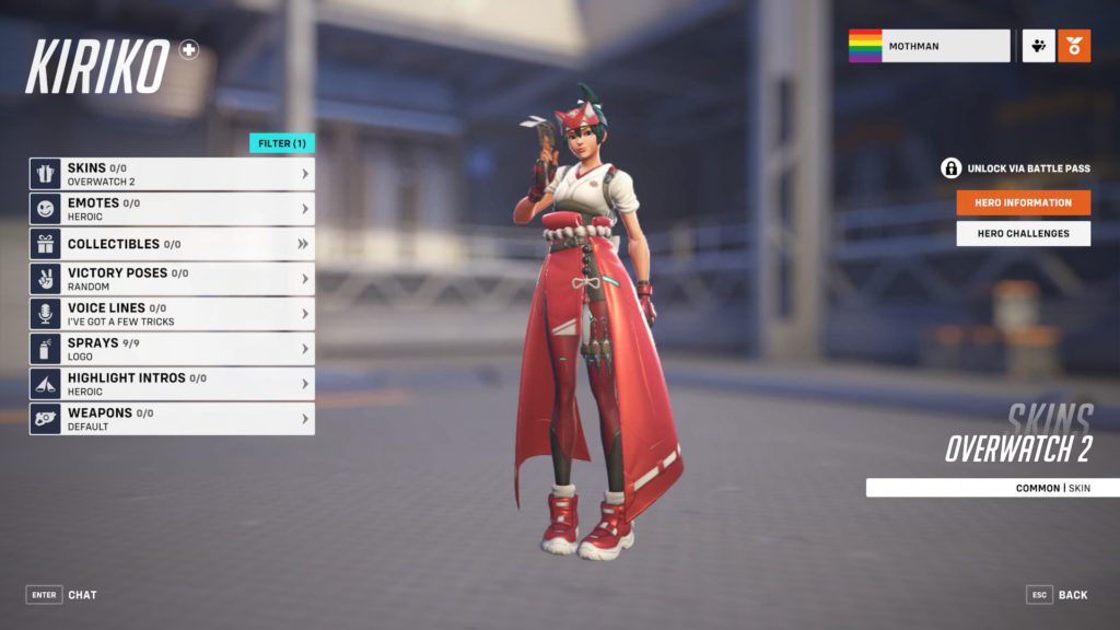 A look at the hero page for Kiriko in Overwatch 2.