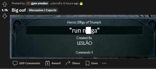 LESLÃO's effigy containing an extremely racist slur (Image via Reddit)