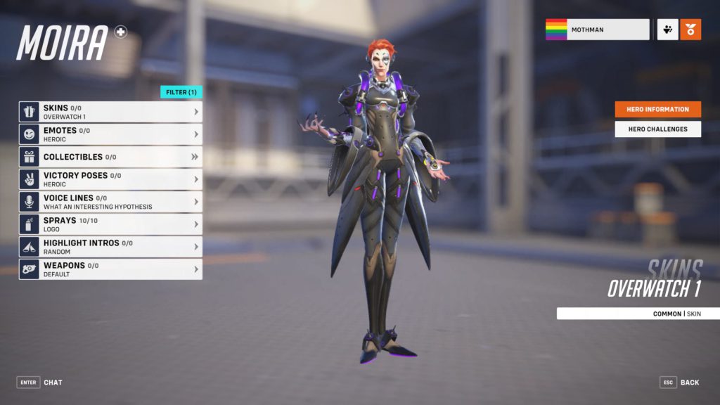 A look at the hero page for Moira.
