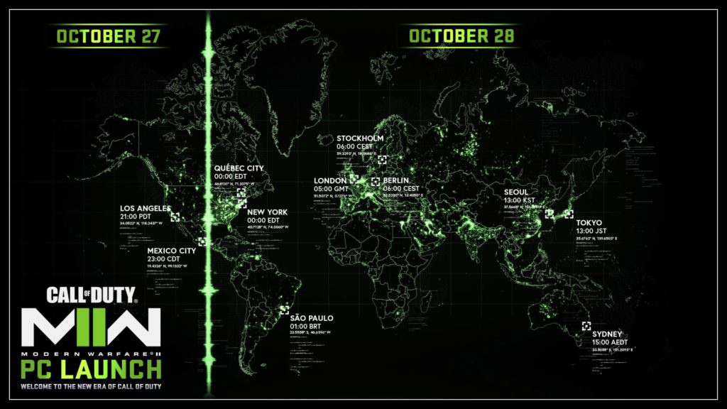 PC launch times for Modern Warfare 2 indicate when cross-platform will become available in certain regions.