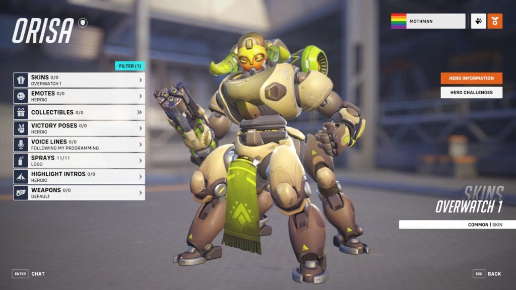A look at Orisa's hero page in Overwatch 2.