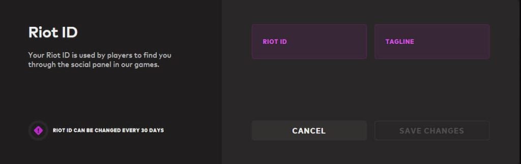 The settings for your Riot Games account allows you to change your Valorant name.