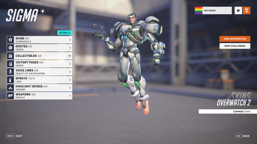 A look at Sigma's hero page in Overwatch 2.