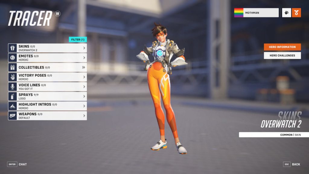 A look at Tracer's hero page in Overwatch 2.