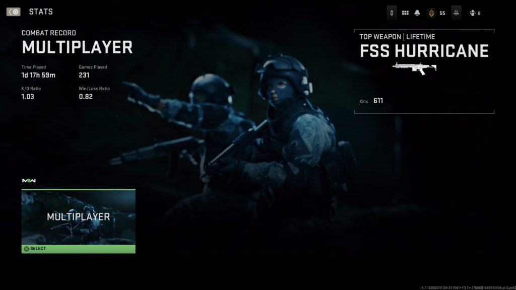 The Combat Record screen lets you check your KD in MW2.