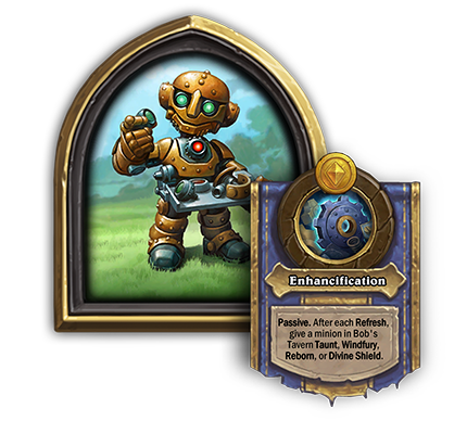 Enhance-o-Mechano - New Battlegrounds Hero coming to Hearthstone with patch 25.0 - Image via Blizzard