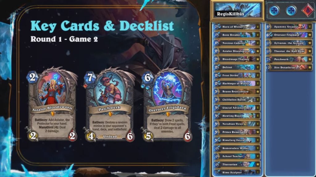 RegisKillbin Frost Deckd - Death Kinght Showdown - Image via Hearthstone