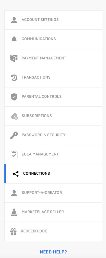 The "Account" tab in Epic Games launcher. 