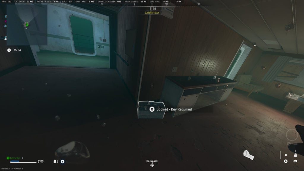 The lockbox is located underwater, making it difficult to access.