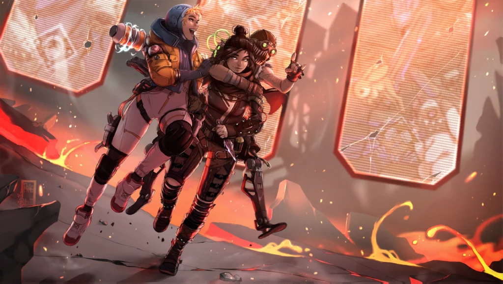 Apex Legends Backgrounds: Wattson, Wraith, and Octane celebrating