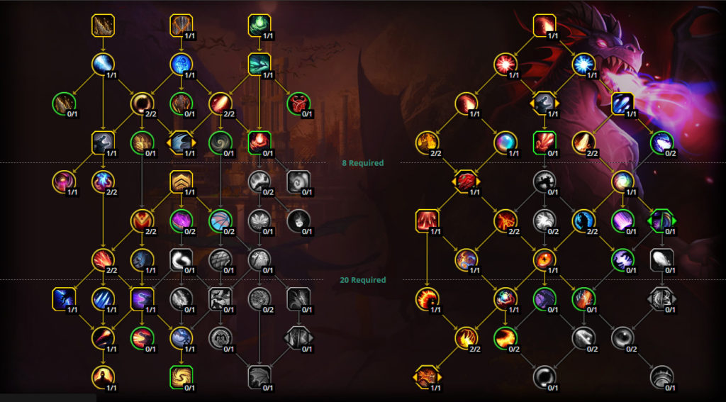 An Evoker Devastation talent tree.
