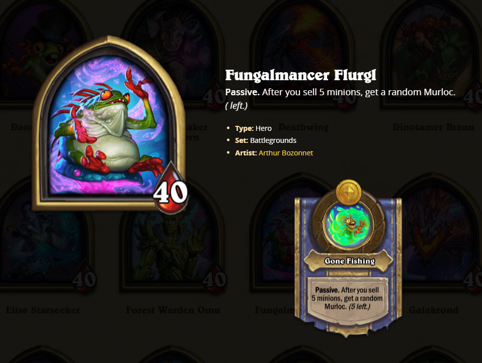 Fungalmancer Flurgl in Hearthstone Battlegrounds.