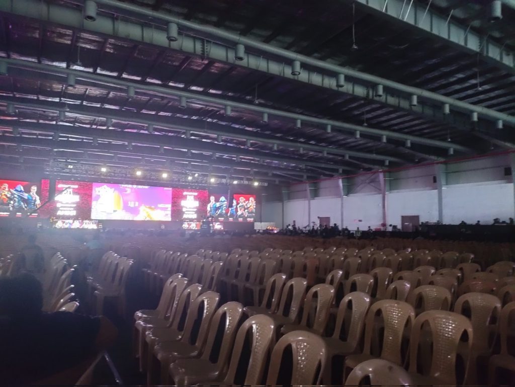 There were several rows of empty chairs at the  GXR Valorant India LAN.
