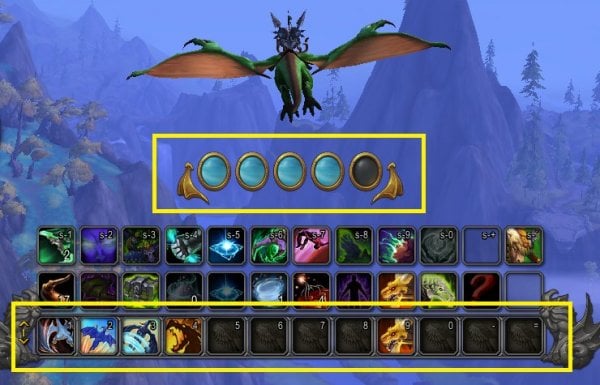WoW dragonriding has its own energy system called vigor, shown on the screen.