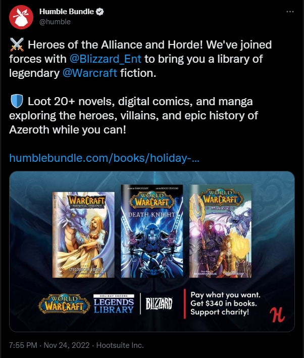 An image of the wow lore dragonflight humble bundle offerings.