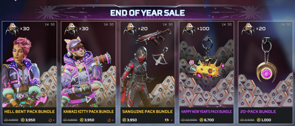 The Apex Legends End of Year Sale arrives with eight new bundles