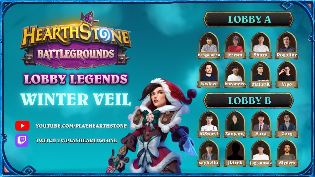 Battlegrounds Lobby Legends 9 players - Image via Hearthstone Esports