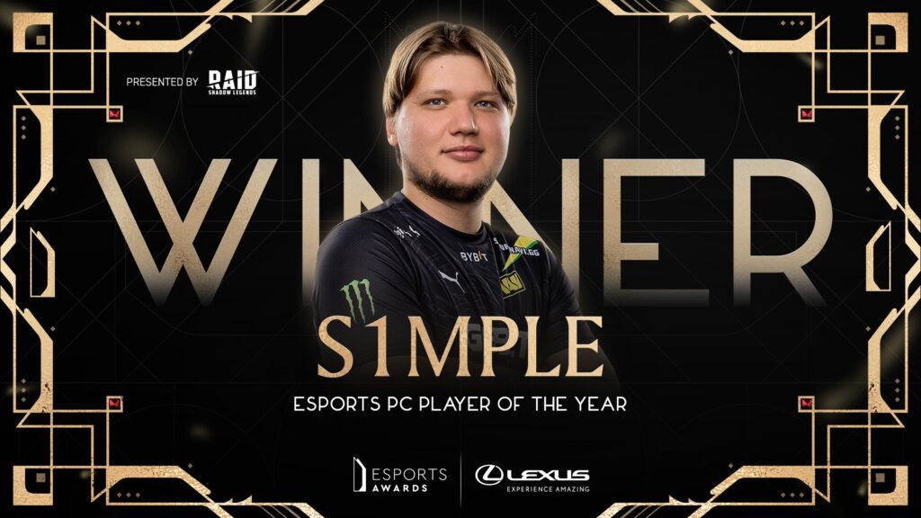 S1mple wins the Esports PC player of the year, mONESy is the rookie of the year