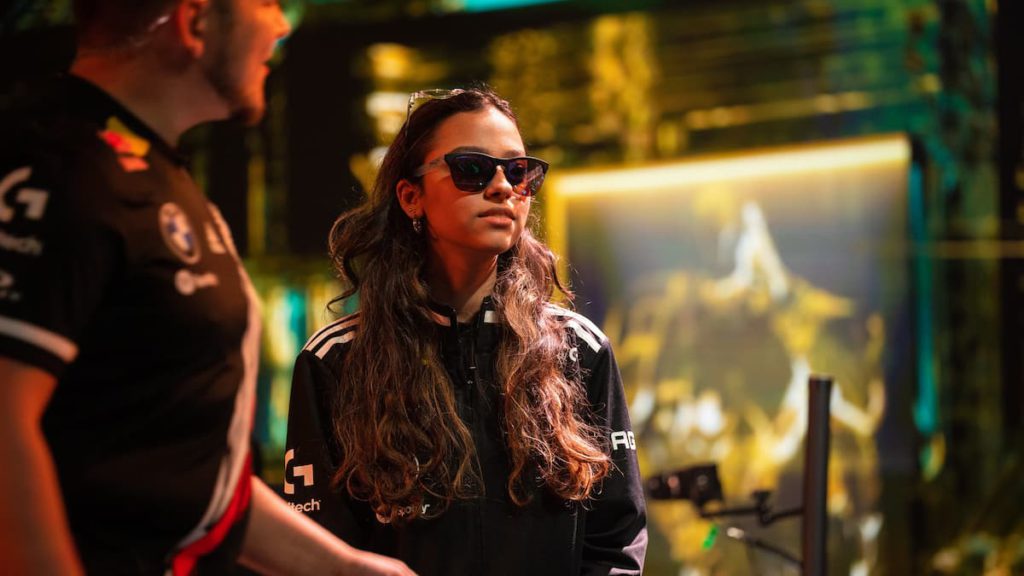 Maryam "Mary" Maher of G2 Gozen on stage at the VALORANT Game Changers Championship Knockouts Stage on November 18, 2022 in Berlin, Germany.