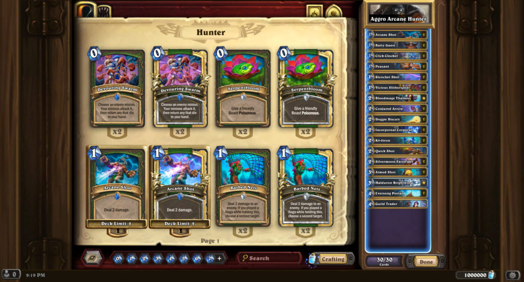 Aggro Arcane Hunter deck in March of the Lich King. Image via Blizzard Entertainment.