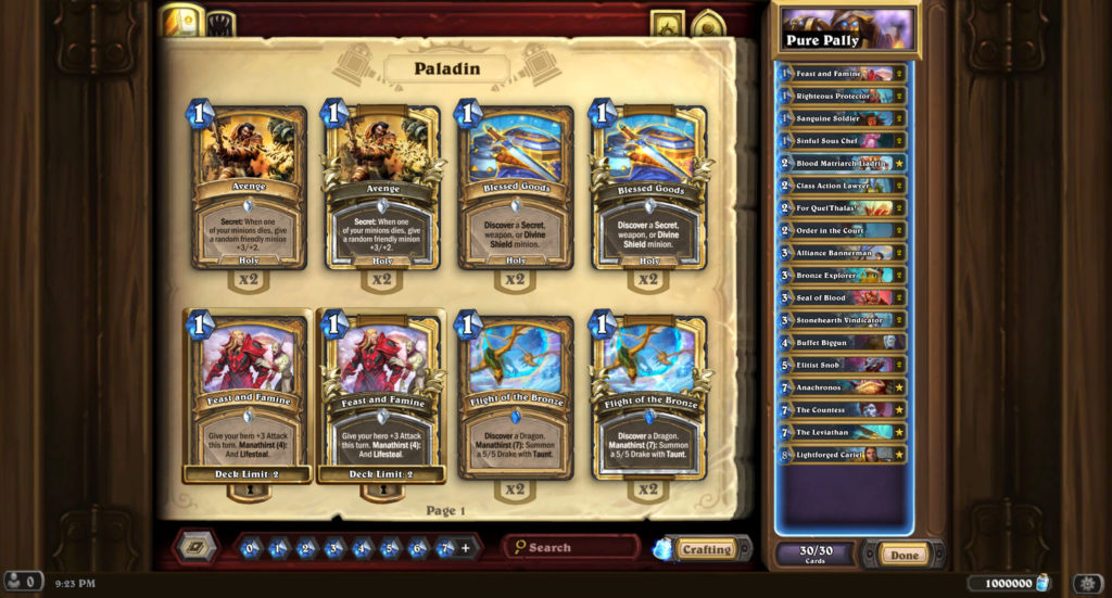 The Pure Paladin deck. Image via Blizzard Entertainment.
