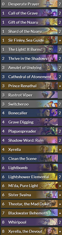 Hearthstone deck list for the new Plaguespreader Control Priest. 