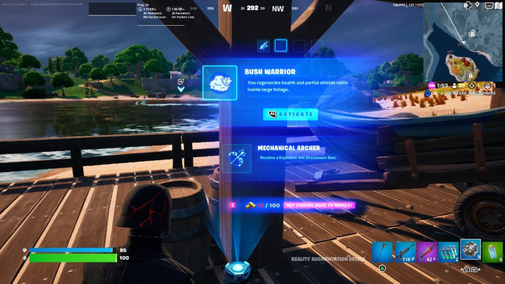 Reality Augment screen in Fortnite Chapter 4