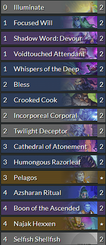 Hearthstone deck list for the new Silence Priest.