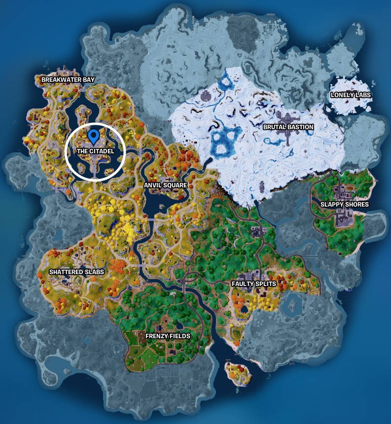 The Ageless boss location on the Fortnite map