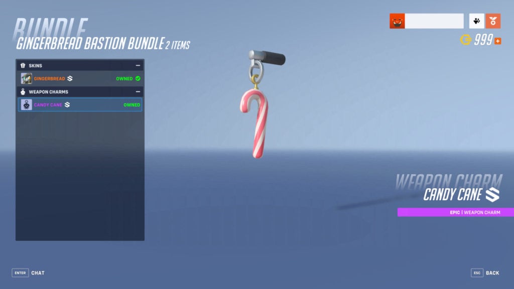 The Candy Cane weapon charm in Overwatch 2 comes with the Gingerbread Bastion skin for one Overwatch Coin