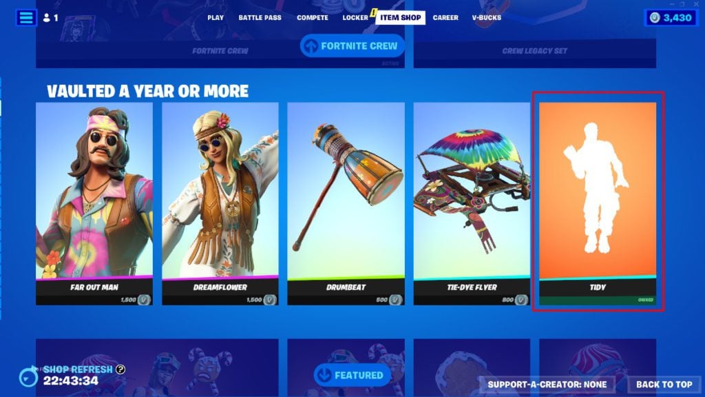 The Tidy emote as in appears in the item shop