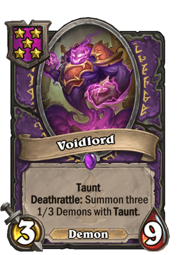 Voidlord's a Taunt whose deathrattle summons three smaller Taunts. It can counter several Battlegrounds late game strategies. Image via Blizzard.