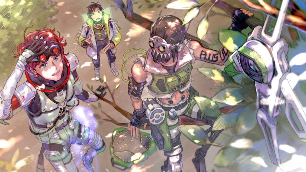 Octane and Horizon helping Crypto get his drone out of a tree