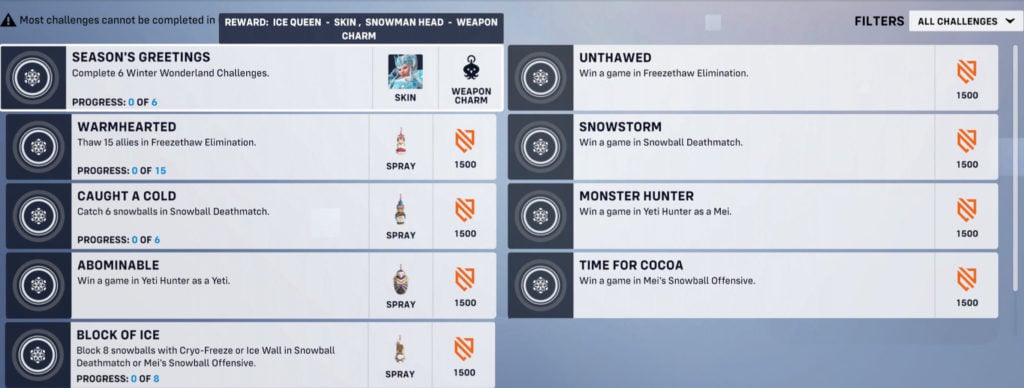 Overwatch 2 Winter Wonderland challenges
