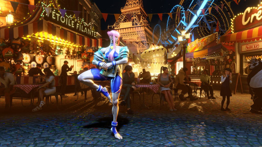 New fighter Manon poses in front of the France stage. 