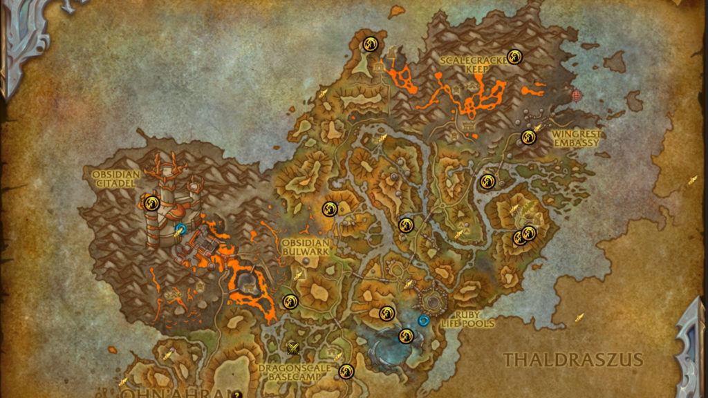 The Dragon Glyph locations in the Waking Shores.