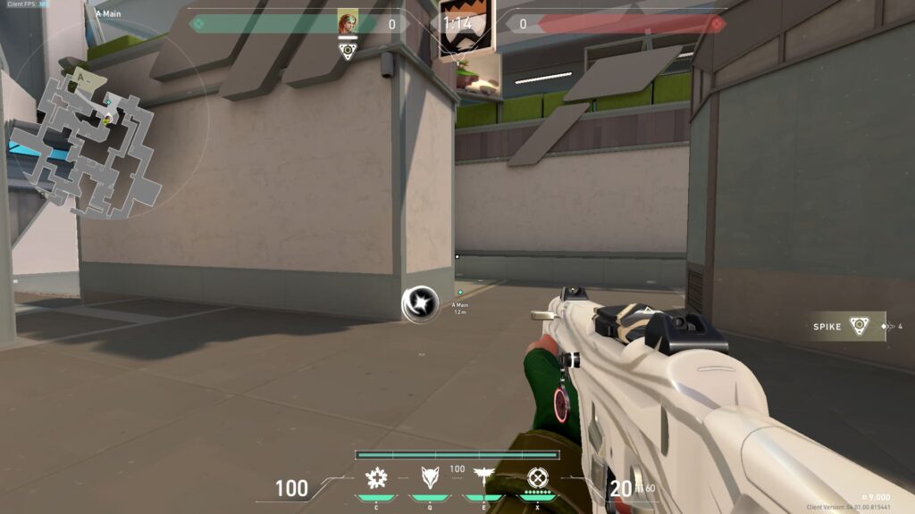 Skye and her Stinger stare down the Cubby of A Main on the Split map of VALORANT.