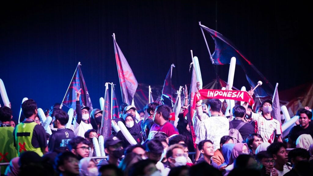 Fans cheering on Indonesia in the PMGC 2022 Finals