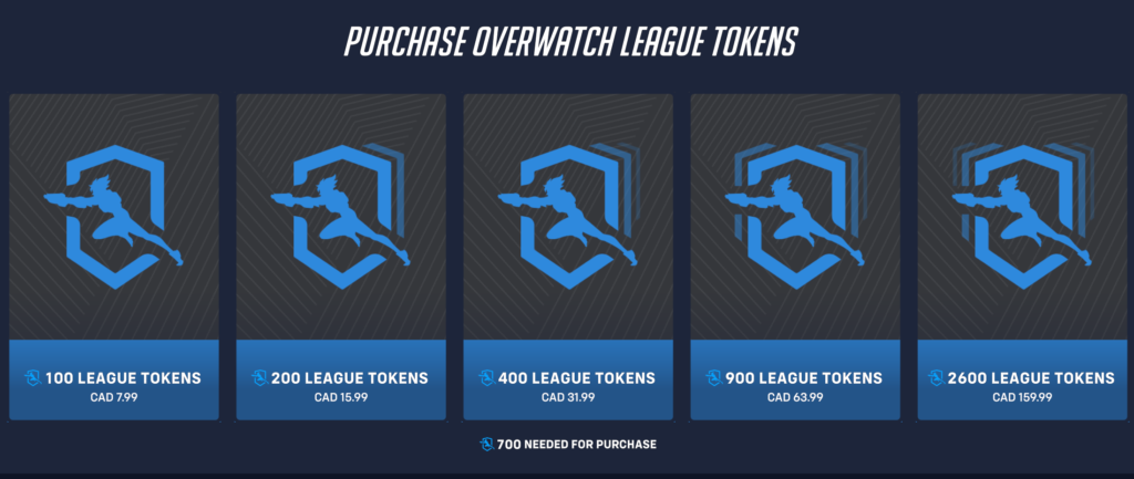 The cost of Overwatch League Tokens