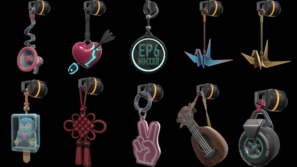 All ten Gun Buddies from the Valorant Episode 6 Act I Battlepass.