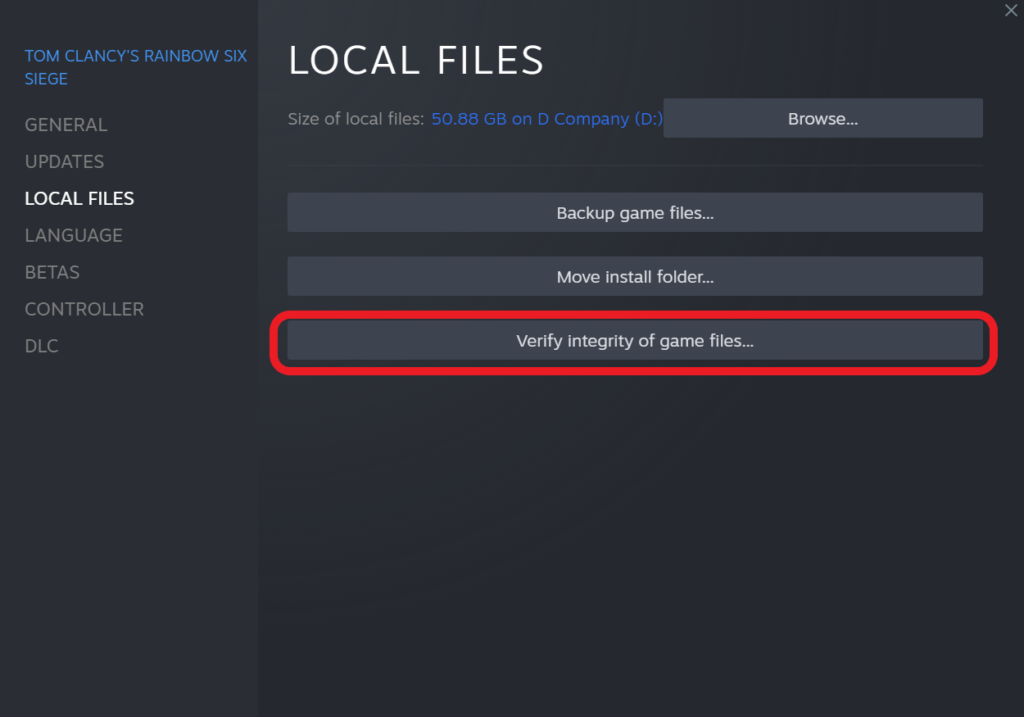 Verify Integrity of Game files at Steam