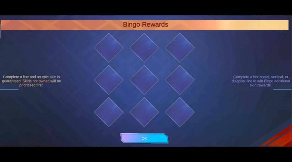 Bingo Rewards in the MLBB x KOF event