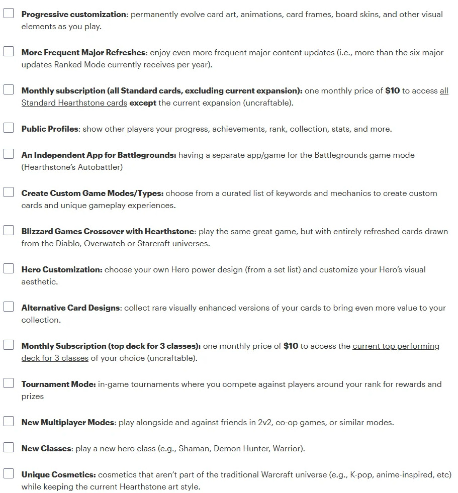 The survey mentions Hearthstone subscriptions