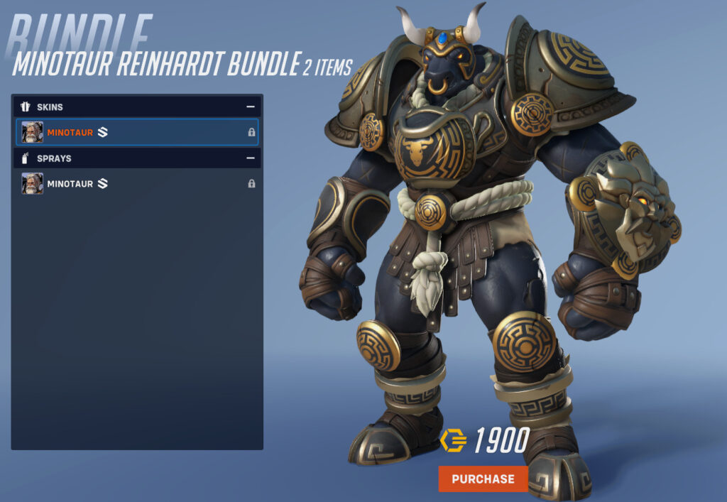 Reinhardt's minotaur themed skin bundle in Overwatch 2.