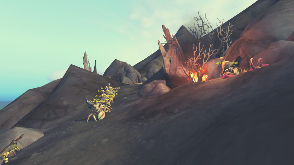 This conga line of crabs on the Dragonflight secret crab island move in a set pattern.