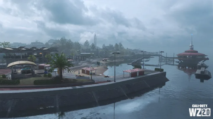 The port on the new Ashika Island Warzone map. Photo via Call of Duty.