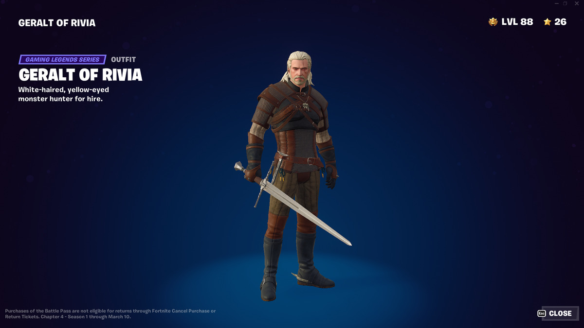 How to unlock Geralt of Rivia in Fortnite