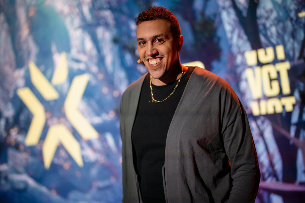 Arten "Ballatw" Esa poses in the press room at the VALORANT Champions Quarterfinals Stage on December 9, 2021 in Potsdam, Germany.