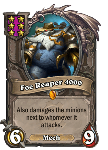 Foe Reaper 4000 is the highest ceiling unit in a Tea Master Theotar comp, as it can gain Divine Shield, Windfury and Reborn, in addition to its native cleave.